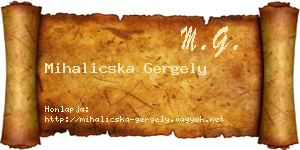 Mihalicska Gergely névjegykártya